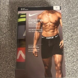 NEW - Nike Men's 3 Pack Dri-FIT Essential Micro Boxer Briefs Blue Gray Sz M